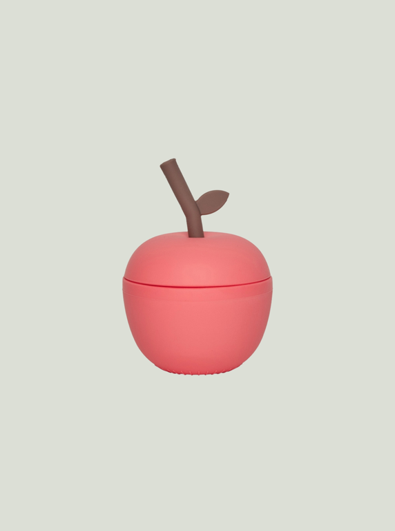 Kubek ze słomką Apple Cup Cherry Red OYOY Mini