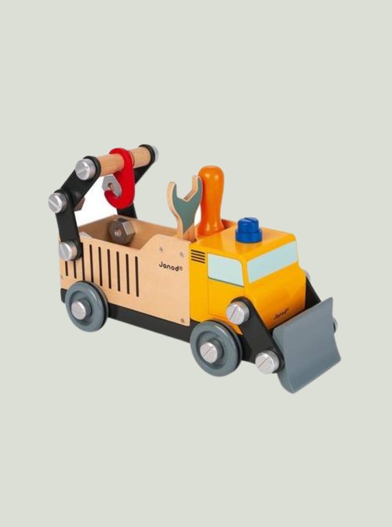 Drewniana ciężarówka budowlana do składania z narzędziami Brico kids JANOD (1)
